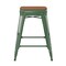 Flash Furniture 24" Green Metal Stool-Teak Poly Seat CH-31320-24-GN-PL2T-GG - alternate 5